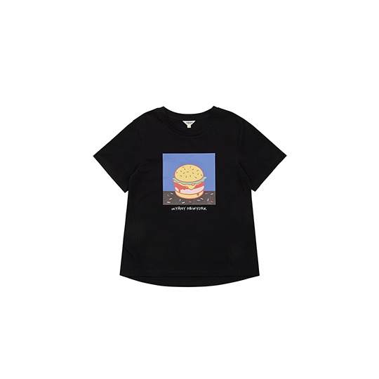 햄버거 프린트 티셔츠